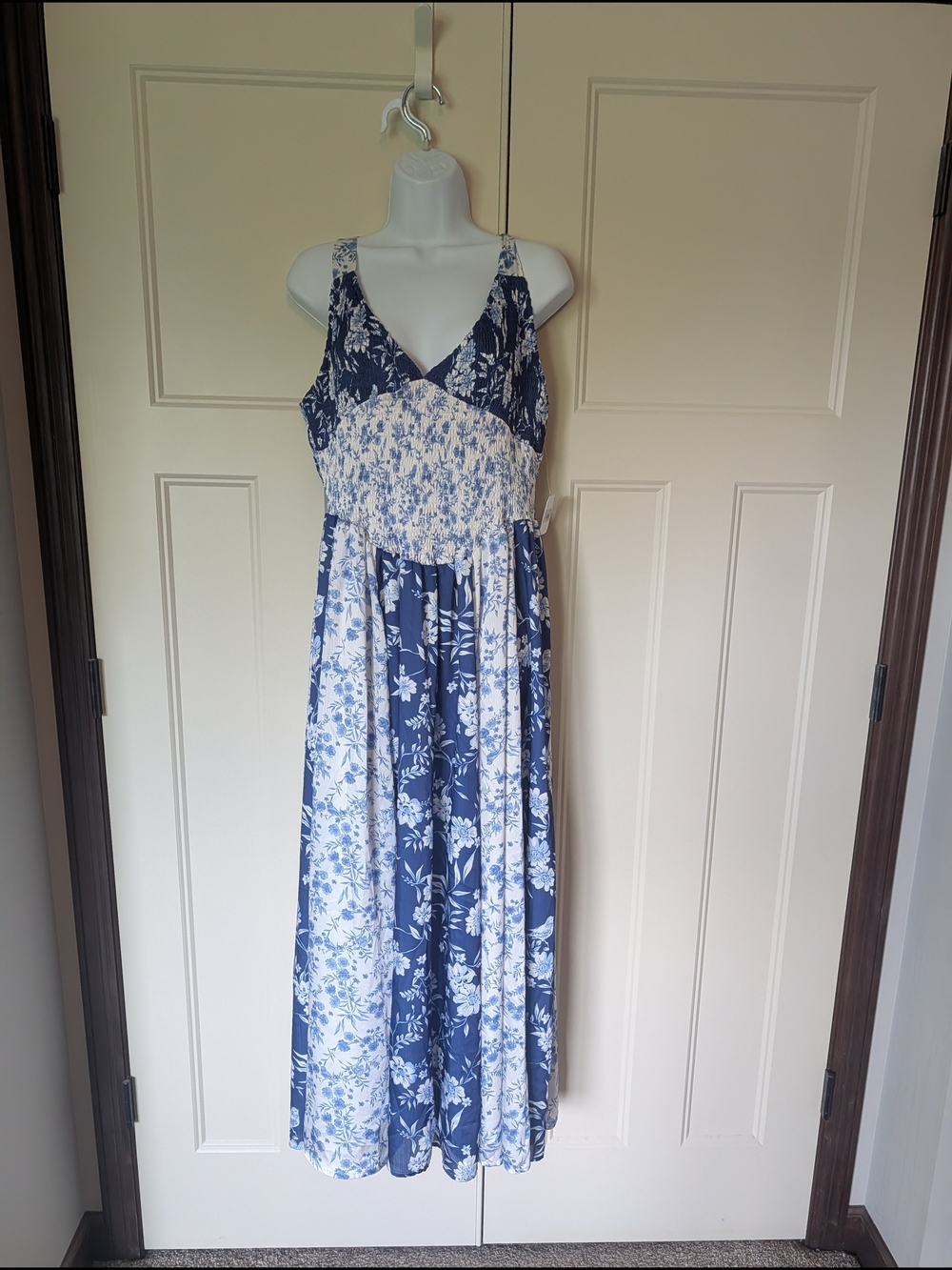 Altar'd State Blue and White Floral Maxi Dress